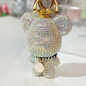 Sparkling Bear Keychain with Gold Accents